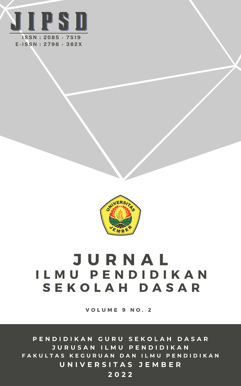 					View Vol. 9 No. 2 (2022): Jurnal Ilmu Pendidikan Sekolah Dasar
				